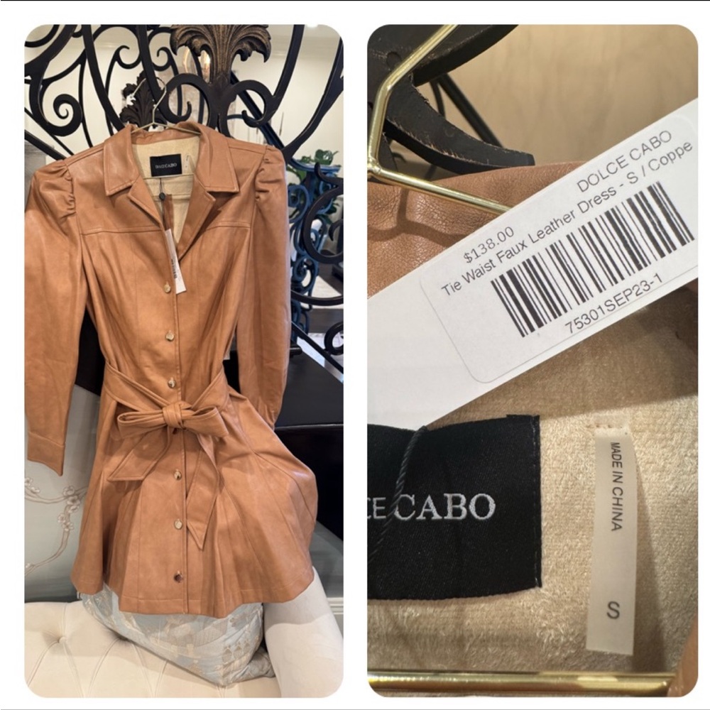 Dolce Cabo Tan Long Sleeve Dress Elegant and Versatile